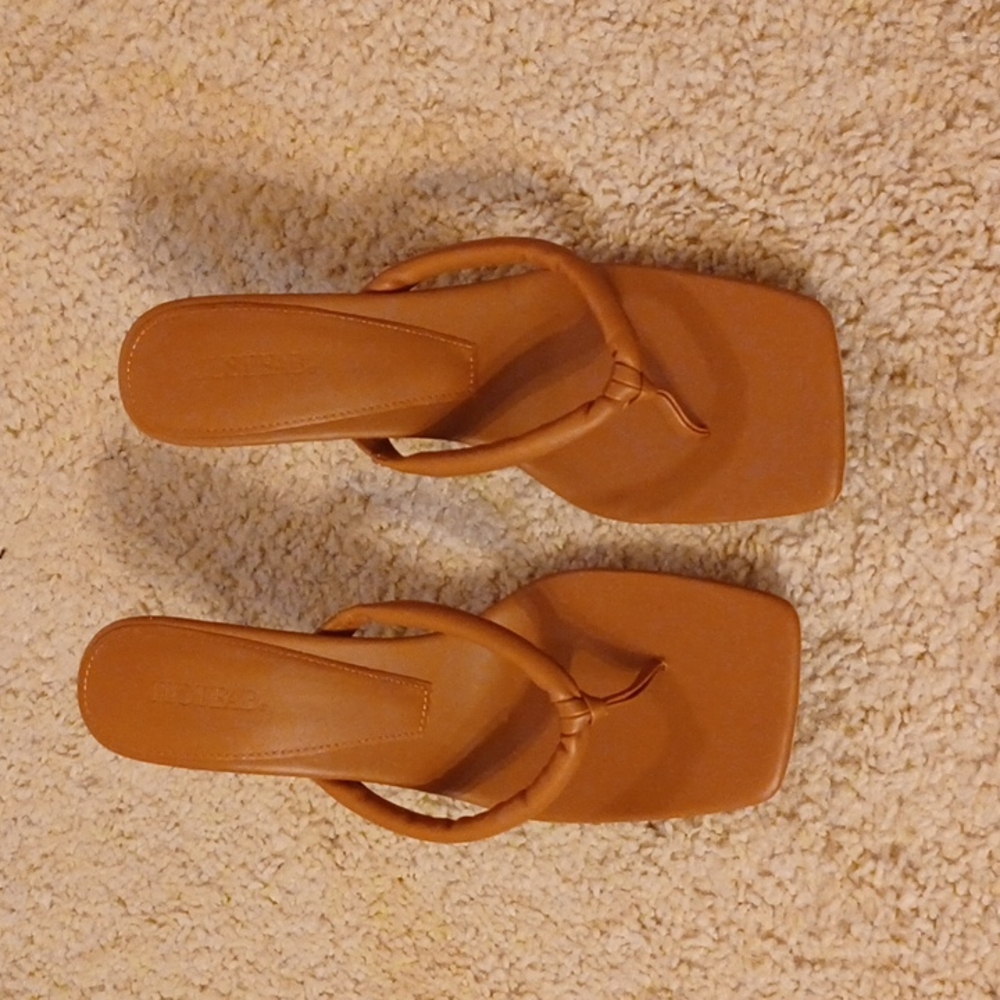 Comfortable Brown/Tan mules by Justfab, size 9.5